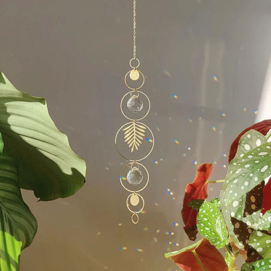 Gaia zonnevanger van messing met kristallen - Amoura Living